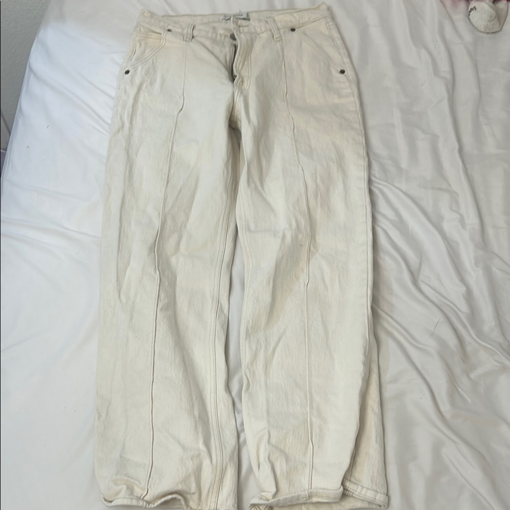 Abercrombie & Fitch Cream Straight Leg Jeans